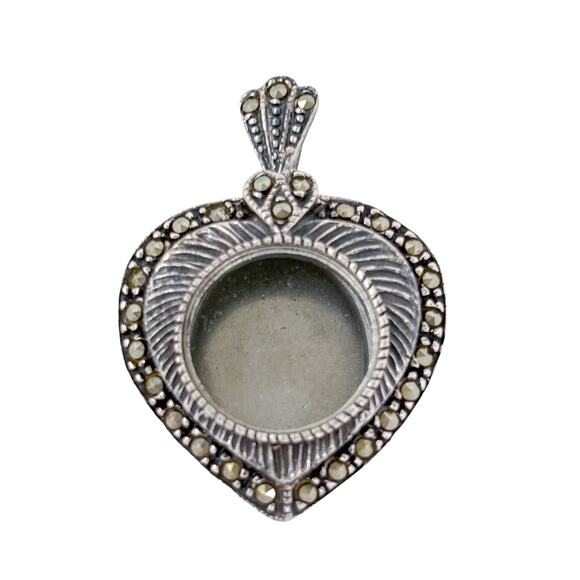 Heart Frame Watch Pendant Case | Ornate | Vintage Sterling Silver 925 - Picture 2 of 8